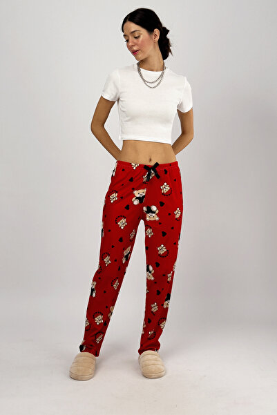 Betimoda Women's Red Teddy Bear Soft Cotton Sleepwear Sweatpants