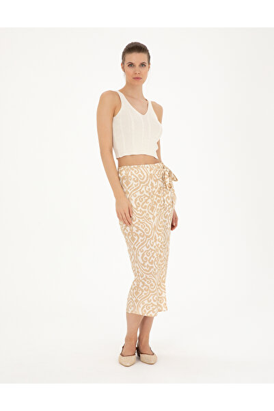 Pierre Cardin تنورة منسوجة بيج على شكل حرف A 50284025 -VR011