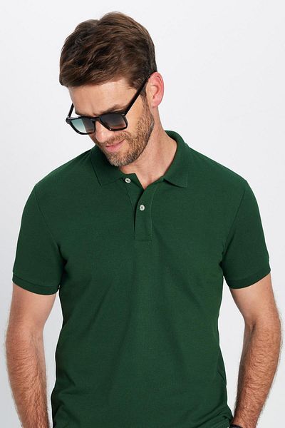 Tudors Men's Khaki Polo Collar T-Shirt - Slim Fit, Cool, Cotton and Soft Texture