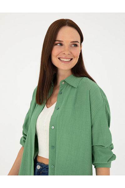Pierre Cardin Green Oversize Long Sleeve Shirt 50284899 -Vr054