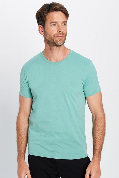 Tudors Μπλουζάκι Unisex Slim Fit Slim Fit 100% βαμβακερό μαλακό πράσινο μπλουζάκι με λαιμόκοψη