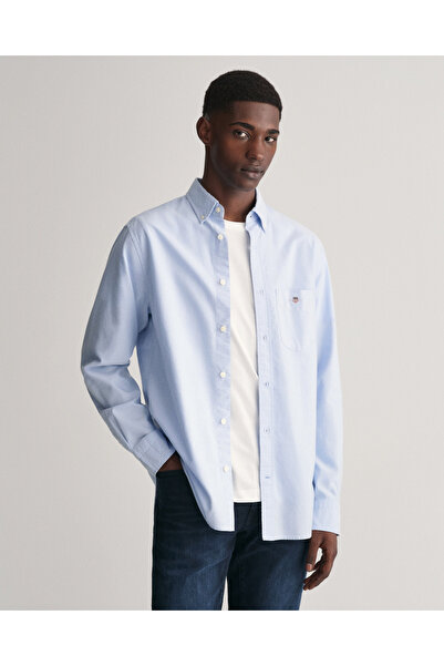 Gant Erkek Mavi Regular Fit Düğmeli Yaka Oxford Gömlek