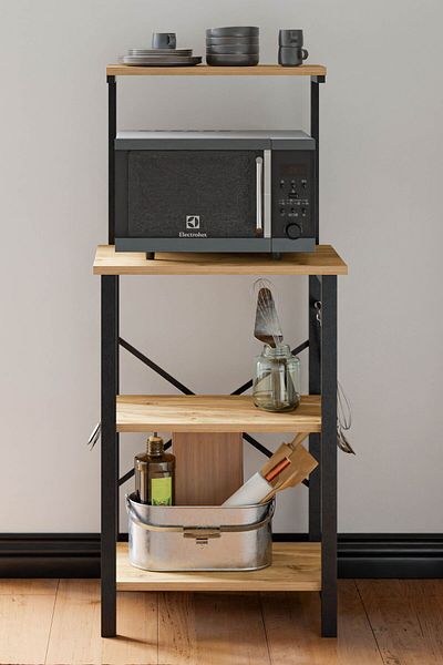 Ceramical Mb1 Coffee Bar Station , Microwawe Stand , Bakers Rack For Kitchen - Pine