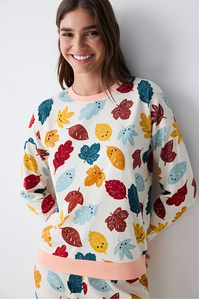 Penti Weißes Pyjama-Set aus Baumwollblatt