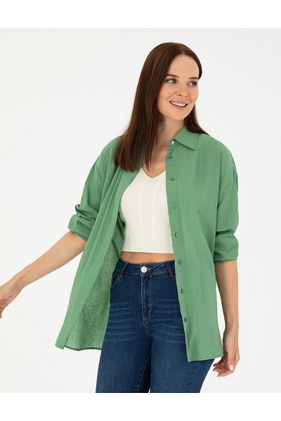 Pierre Cardin Green Oversize Long Sleeve Shirt 50284899 -Vr054