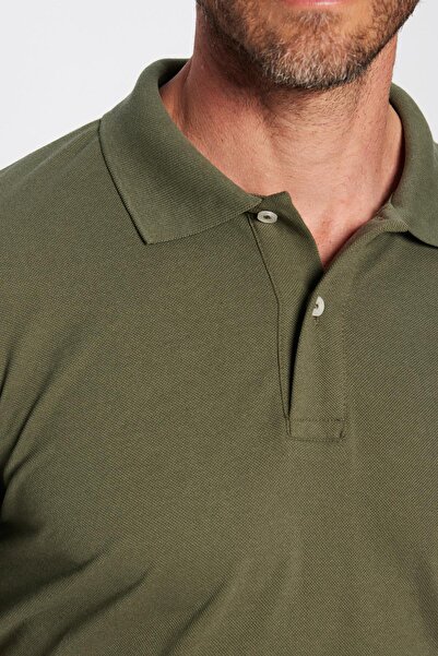 Tudors Pánské Slim Fit Slim Fit Bavlna Měkká textura Prodyšná tkanina Anti-curling límec Khaki Polo tričko s límečkem