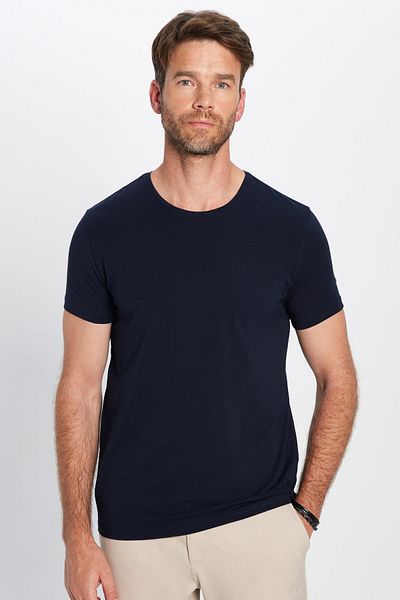Tudors Ανδρικό μπλουζάκι με λεπτή εφαρμογή Navy Blue Crew Neck - Ευέλικτο, μαλακό βαμβακερό