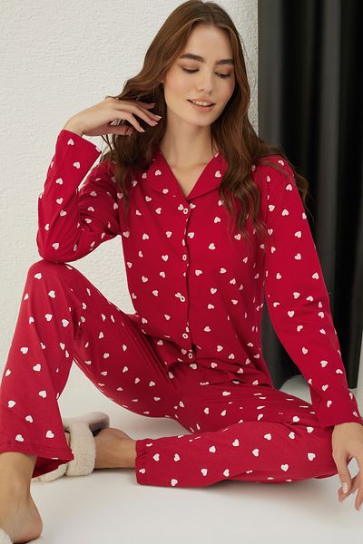 ELİTOL Bavlněný pyžamový set na knoflíky z lycry