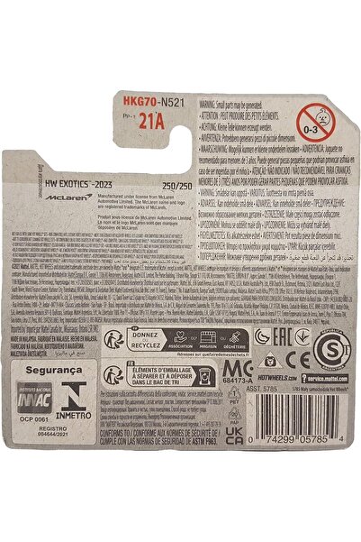 HOT WHEELS Mclaren Solus Gt - Hw Exotics 10/10 - Hkg70 - Short Card - Spor Araba - Beyaz -