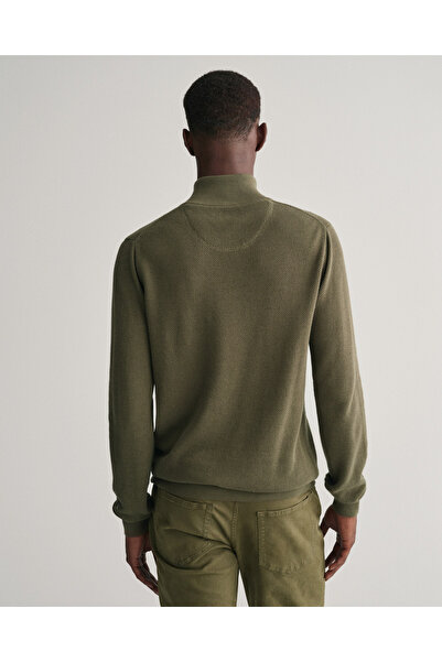 Gant Erkek Yeşil Regular Fit Yarım Fermuarlı Kazak