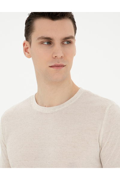 Pierre Cardin Bej Slim Fit Basic Tişört 50288156-VR011