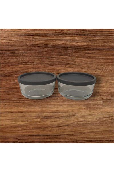 LAV Feyzade - 380 Cc X 2 Pieces Round Storage Container with Anthracite Lid
