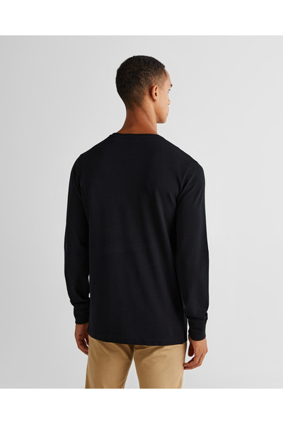 Gant Чоловіча чорна футболка Slim Fit з коміром-стійкою