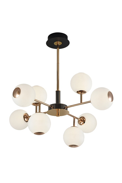 Apliqa Sofia 8'li Siyah Gold 80 Watt Yuvarlak Modern Oturma Odası, Salon Avize