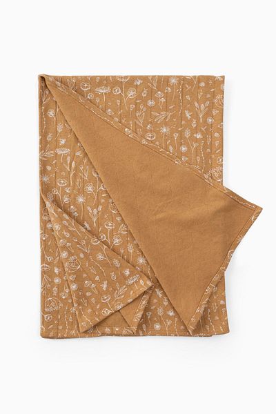 Boumini 100x100 Cm Spring Floral Mustard Cotton Baby Blanket - Multi-Purpose