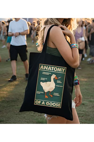 Cemira Duck Anatomy Y2k Bag Tote Bag, Τσάντα ώμου, Unisex Street Style Canvas Bag