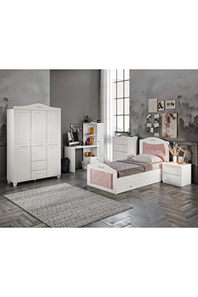 MERLİN MOBİLYA Mobilya Tokyo Beyaz Genç Odası ve Çalışma Masası