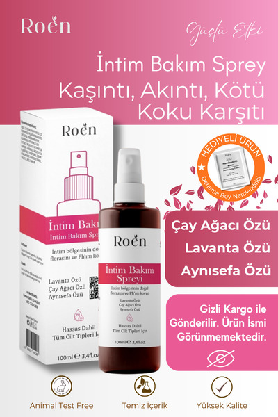 Roen Genital Bölge Koku Giderici, Kaşıntı, Akıntı Ve Mantar Giderici Intim Spreyi Ph 3.8 100 ml