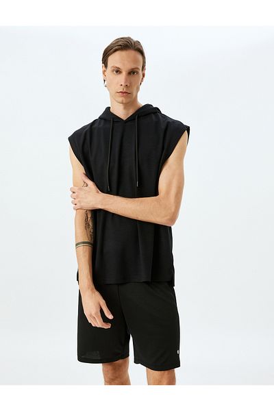 Koton Übergroßes, ärmelloses Sport-Sweatshirt aus Modal-Mischgewebe mit Kapuze und dickem Stoff