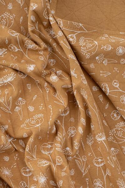 Boumini Multi-Purpose Cotton Baby Blanket 100X100 cm Spring Floral Mustard