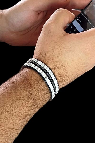 Seven Art Jewelry Natural Stone Men's and Women's Bracelet - Howlite and Hematite Stone