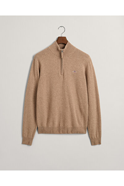 Gant Erkek Bej Regular Fit Yarım Fermuarlı Yün Kazak