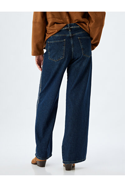 Koton Széles szárú gombos kőzsebű részletes farmernadrág - széles szárú farmernadrág