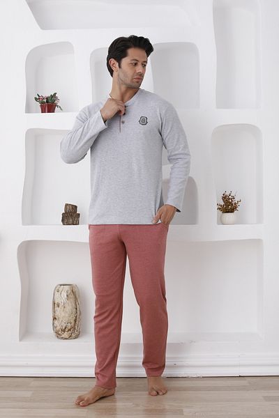 Starpink Ανδρικό σετ πιτζάμες με μακριά μανίκια και τσέπες - Φθινοπωρινή/χειμερινή σεζόν
