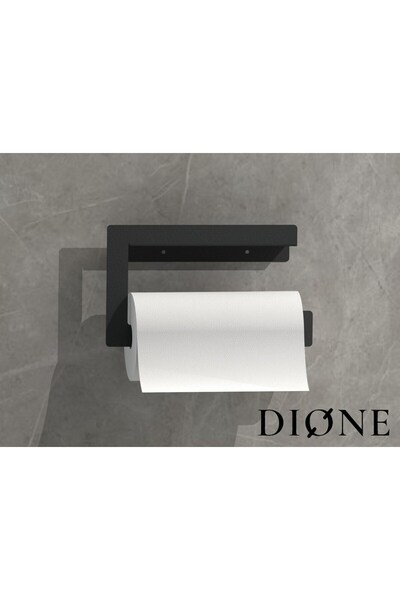Dione Store 4lü Set, Siyah Tuvalet Kağıtlığı, Havlu Askısı, Fön Makinesi Tutacağı, Rulo Peçetelik