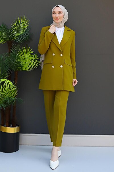 GİZ AGİYİM Oil Green Premium Suit Set with Jacket