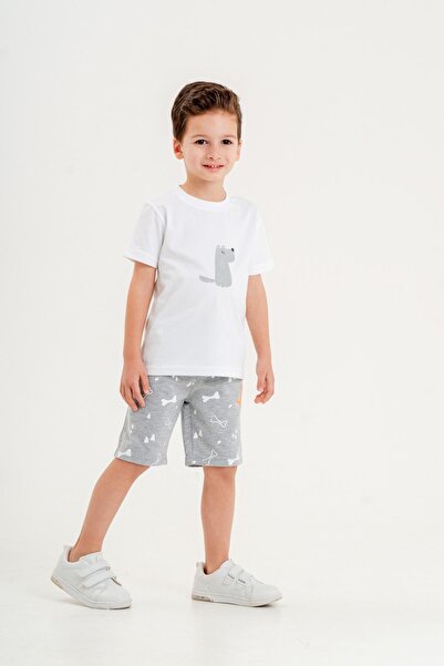 Mışıl Kids شورت للأولاد مطبوع عليه كلب - طقم تي شيرت