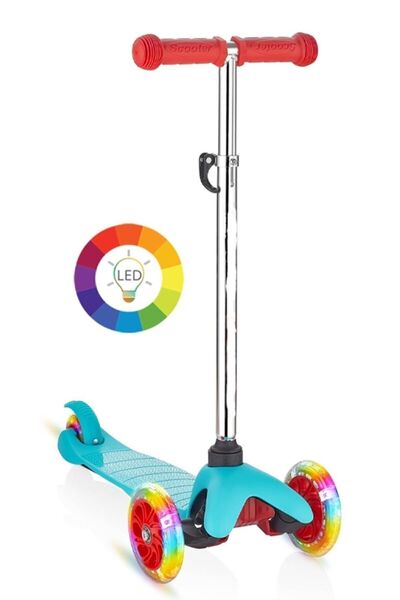HOOK Hk-513LEDLighted 3-6 Years Old Children'sScooter- Adjustable Height, Blue/red
