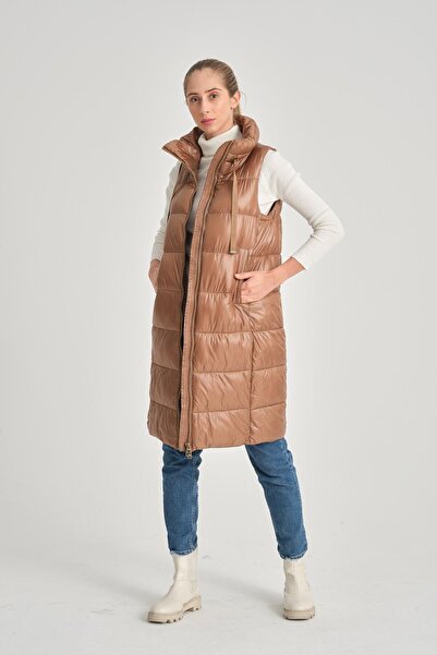 della moor Γυναικείο γιλέκο Camel Shiny ψηλός λαιμός τεμαχίων