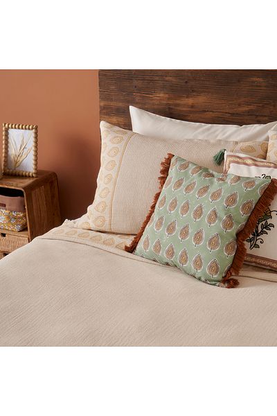 Bella Maison 100% Cotton Indian Art Jacquard Double Bedspread Set Cream (240X260 cm)