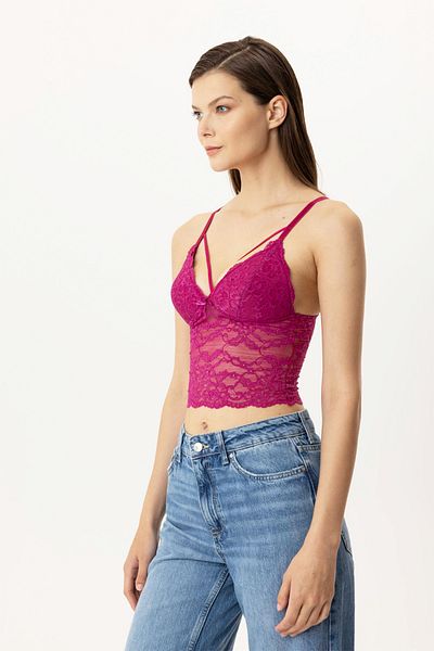 Pierre Cardin 6518 Thin Adjustable Strap Triangle Cap Lace Bralette Bustier