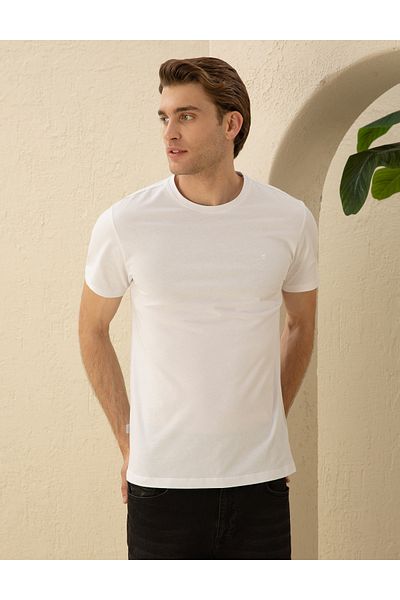 Pierre Cardin Λευκό μπλουζάκι Slim Fit Basic 50289335-VR013