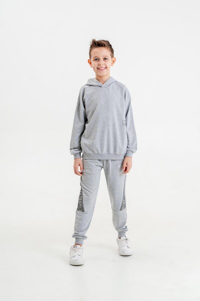 Mışıl Kids Set de trening pentru băiat cu glugă cu imprimeu de bază