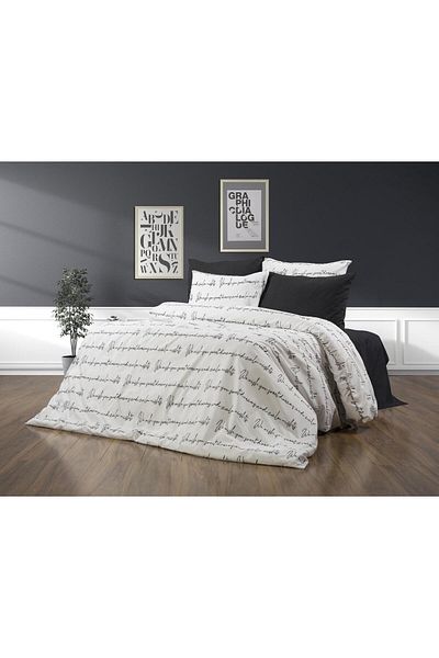İDİLSTORE Bumbac natural luxos și durabil - Set de lenjerie de pat dublu, moale și respirabil