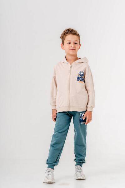 Mışıl Kids Set de trening pentru băieți - imprimeu monstru, glugă, detaliu imprimeu picioare