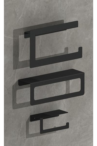 Dione Store Μοντέρνο μεταλλικό σετ 3 πετσετών μπάνιου με ράφι - θήκη για πετσέτες σε ρολό - θήκη για ρολό τουαλέτας