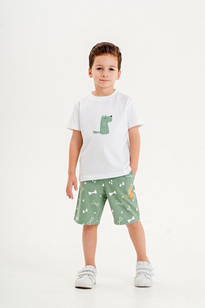 Mışıl Kids Dog Printed Boy's Shorts - T-Shirt Set