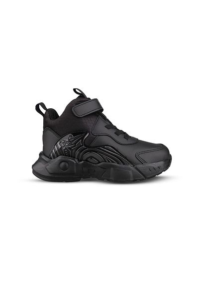 MP ONE Μεγάλες παιδικές μπότες με κορδόνια / Velcro Black Sneaker