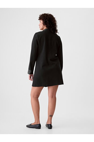 GAP Kadın Siyah Suni Vegan Deri Shift Mini Elbise