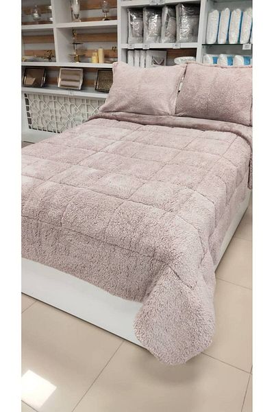 Sudemhome Dried Rose Double Lamb Feather Quilt Set