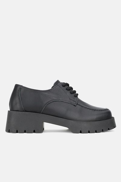 TUNAELLİ PANTOFI OXFORD CU ȘANȚURI, PIELE NATURALĂ, NEGRĂ, NUMĂRUL 36-41