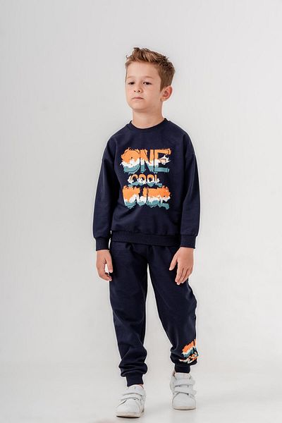 Mışıl Kids One Dude Cool Boy's Tracksuit Set - Printed and Leg Print Detail