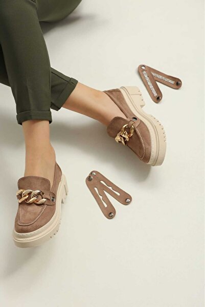 Loafers Pantofi casual maro din piele intoarsa pentru femei Loafer