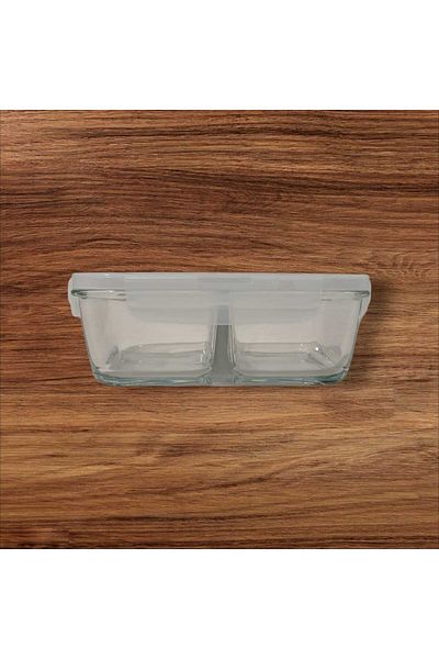 LAV Feyzade Fresco Compartmented Glass Locked Rectangular Storage Container 720Cc White with Lid Frs-279