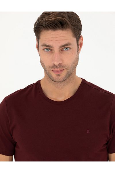 Pierre Cardin Μπλουζάκι μπορντό Slim Fit Basic 50289335-VR014