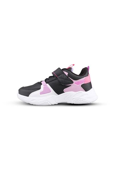 MP ONE Tenis pentru fetiță mare, cu șireturi / Velcro, negru-violet